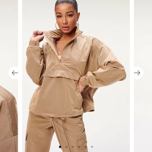 NWT Brand New Never Worn Good American Shine Oversized Anorak in Putty color